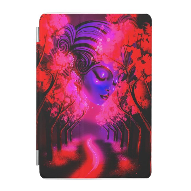 Neon Goddess in Enchanted Forest iPad Mini Cover (Front)