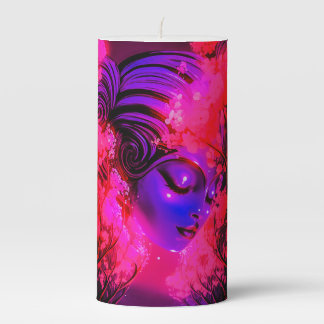 Neon Goddess in Enchanted Forest Pillar Candle