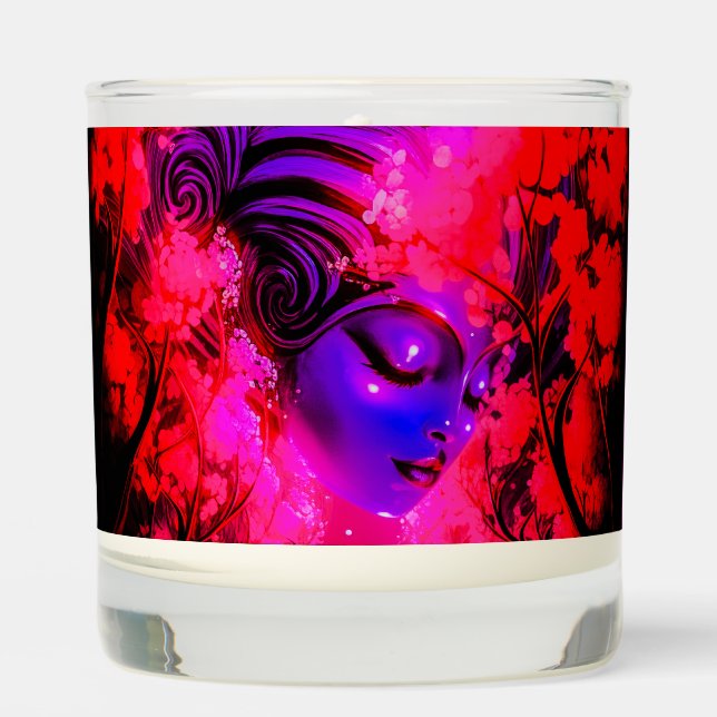 Neon Goddess in Enchanted Forest Scented Candle (Front)
