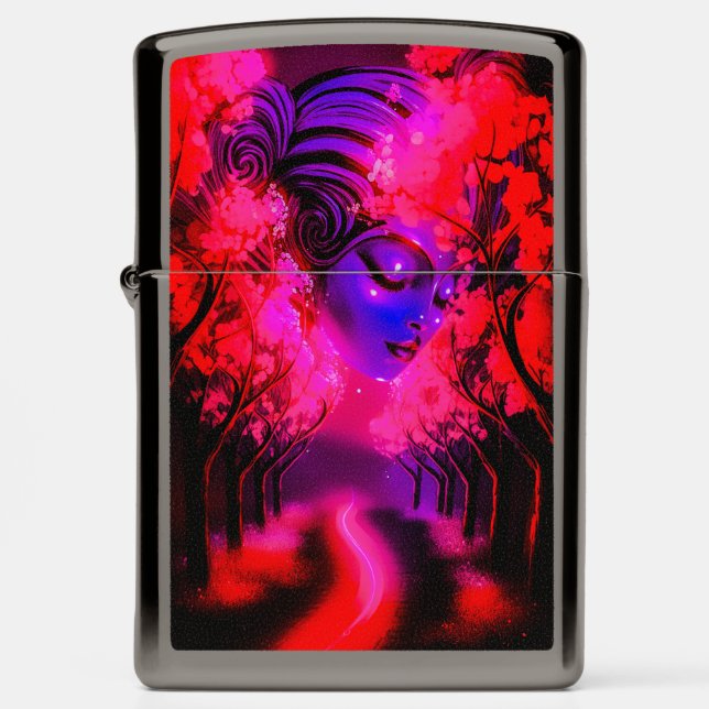 Neon Goddess in Enchanted Forest Zippo Lighter (Front)