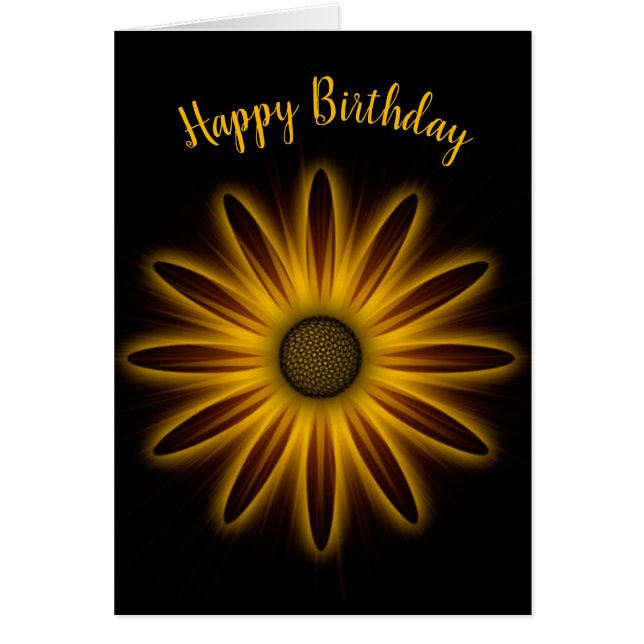 Neon Gold Birthday Daisy Cards (Front)