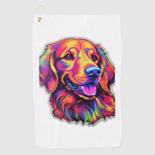 Neon Golden Retriever Golf Towel