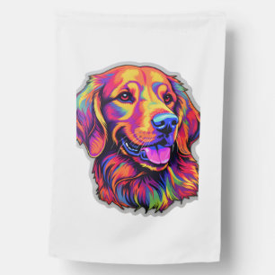 Neon Golden Retriever House Flag
