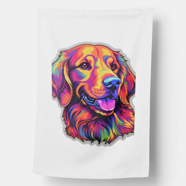 Neon Golden Retriever   House Flag (Front)