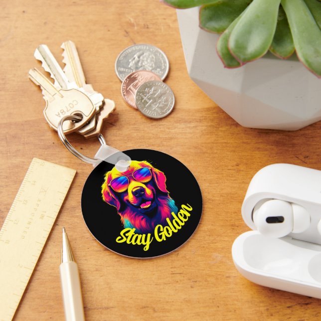 Neon Golden Retriever Keychain (Desk)