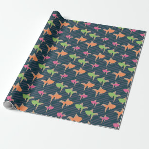 Neon Goldfish Retro Colorful Fun Pattern Wrapping Paper