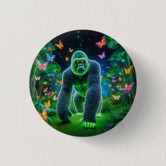 Neon Gorilla at Night Button