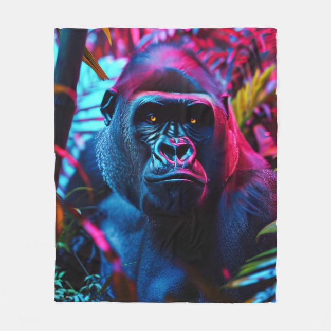 Neon Gorilla Fleece Blanket (Front)