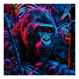 Neon Gorilla Poster