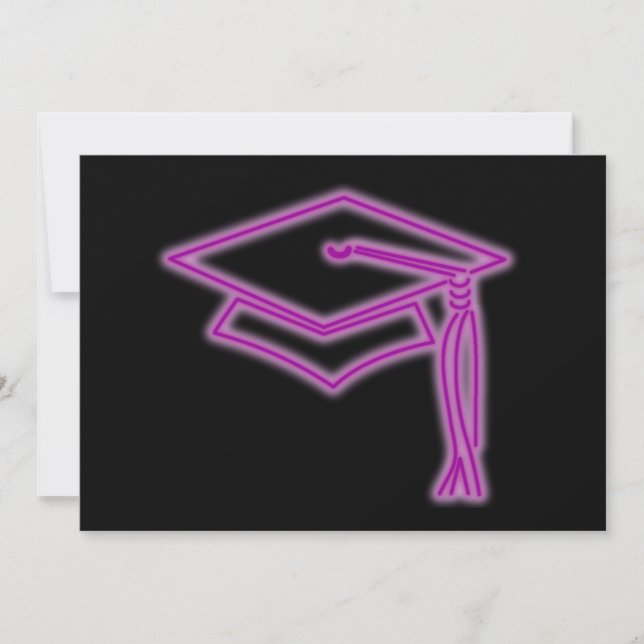 Neon Grad Cap Purple Invite (Front)