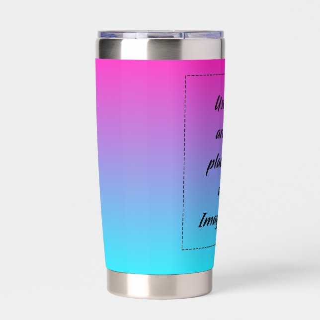 Neon Gradient Light Blue to Pink Insulated Tumbler (Front)
