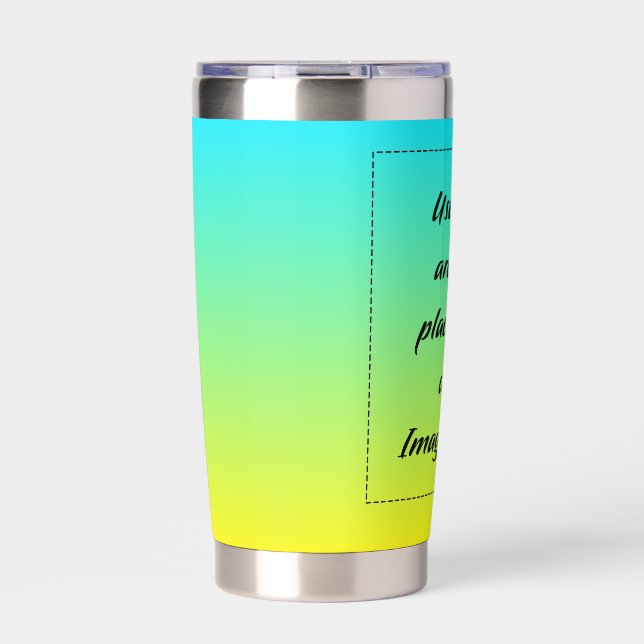 Neon Gradient Light Blue to Yellow Insulated Tumbler (Front)