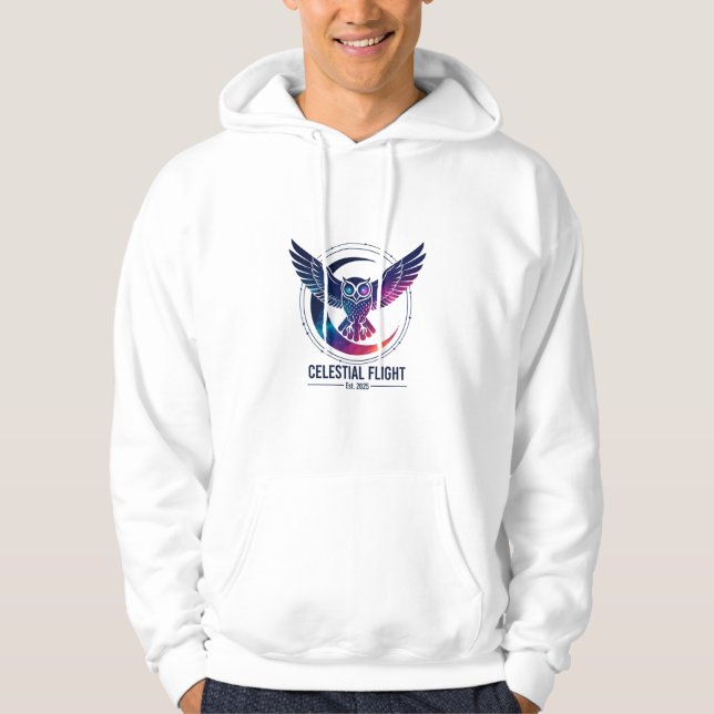 Neon Gradient Wolf Phoenix Owl Art Hoodie (Front)