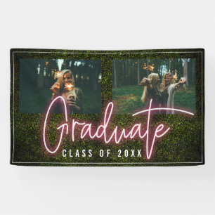 Neon Graduate Class of 2 Photo Graduation Party Banner