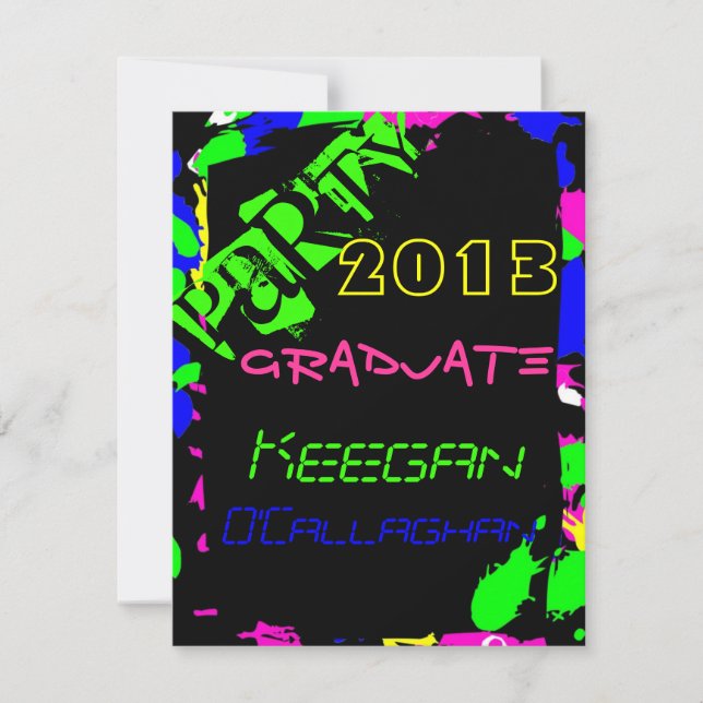 Neon Graduation Party Invitation (Front)