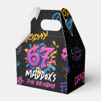 Neon Graffiti 6 7 Meme Trend Six Seven Birthday Favor Boxes