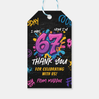 Neon Graffiti 6 7 Meme Trend Six Seven Birthday Gift Tags