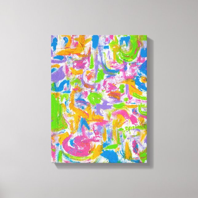 Neon Graffiti-Abstract Art Brushstrokes Canvas Print (Front)