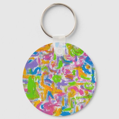 Neon Graffiti-Abstract Art Brushstrokes Keychain