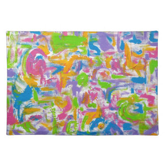 Neon Graffiti-Abstract Art Brushstrokes Placemat