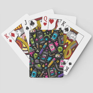 Neon Graffiti Art Supplies & Alien Chaos Pattern Poker Cards
