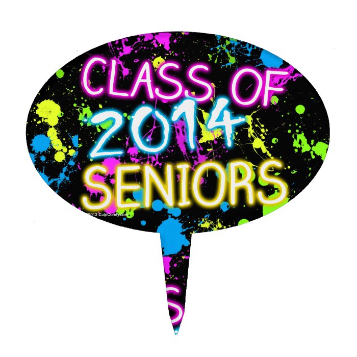 Neon Graffiti Class of 2014 Seniors Graduation Cake Topper