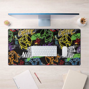 Neon Graffiti Gaming Pattern Desk Mat