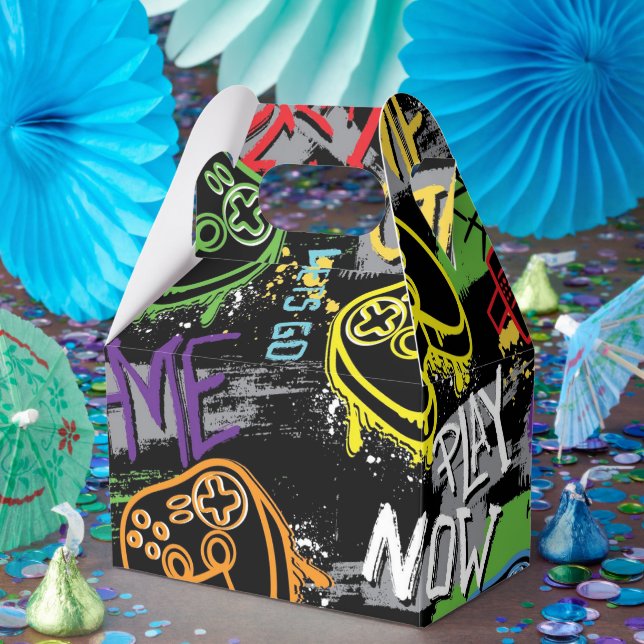 Neon Graffiti Gaming Pattern Favor Boxes (Party)