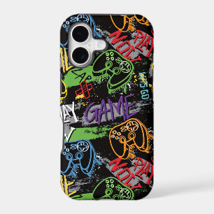 Neon Graffiti Gaming Pattern iPhone 17 Case