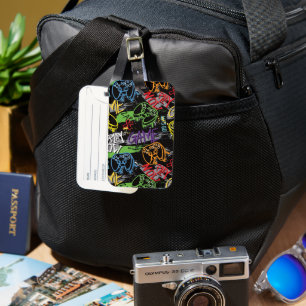 Neon Graffiti Gaming Pattern Luggage Tag