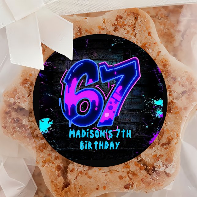 Neon Graffiti Six Seven 7th Birthday Sticker (Creator Uploaded)