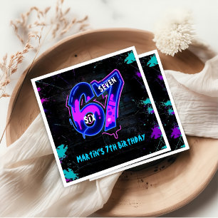 Neon Graffiti Six Seven Birthday Napkins