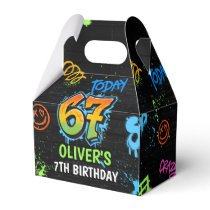Neon Graffiti Six Seven Kids 7th Birthday Party Favor Boxes