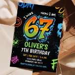Neon Graffiti Six Seven Kids 7th Birthday Party Invitation<br><div class="desc">Neon Graffiti Six Seven Kids 7th Birthday Party Invitation</div>