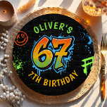Neon Graffiti Six Seven Kids 7th Birthday Party Paper Plates<br><div class="desc">Neon Graffiti Six Seven Kids 7th Birthday Party Paper Plates</div>