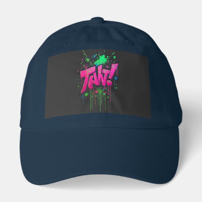 Neon Graffiti Street Art Canvas - Vibrant Dripping Hat (Front)