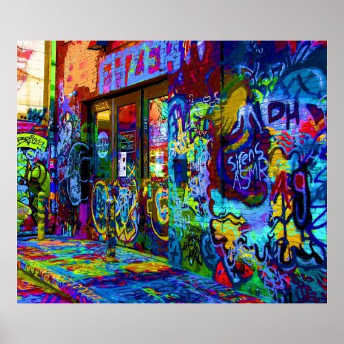 Neon Graffiti Street Art Poster