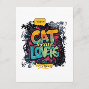 Neon Graffiti Typography Cat Lovers Pop Art Postcard