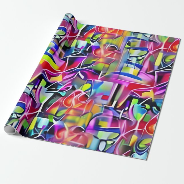 Neon Graffiti Wrapping Paper (Unrolled)