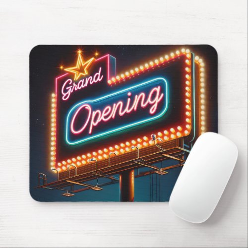 Neon Grand Opening Billboard Mouse Pad