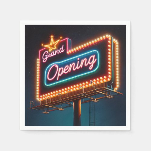 Neon Grand Opening Billboard  Napkins