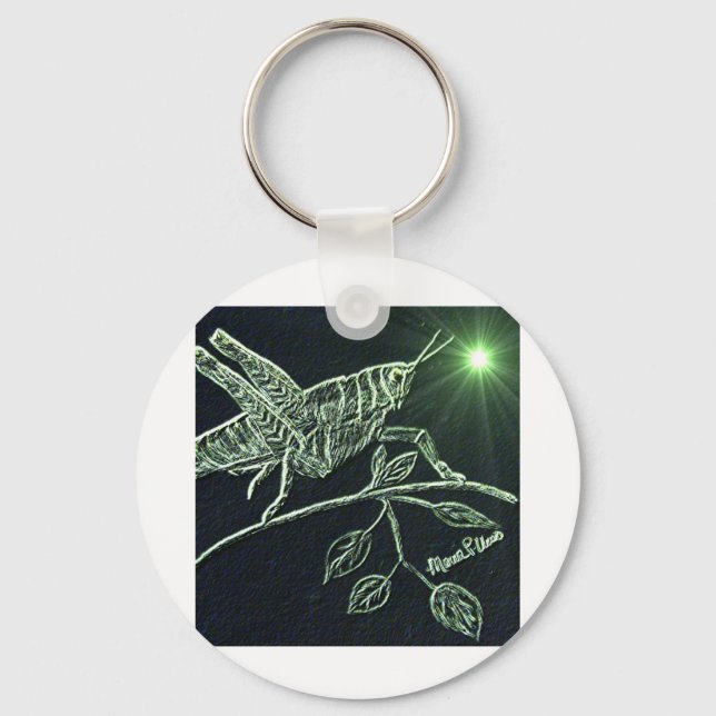 Neon Grasshopper Keychain (Front)