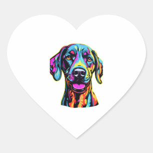 Neon Great Dane Heart Sticker