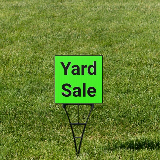 Neon Green (2-Sides) Yard Sale Sign (Insitu)
