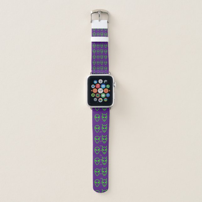 Neon Green Aliens Apple Watch Band (Front)