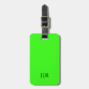 Neon Green And Black I Modern Monogram Luggage Tag