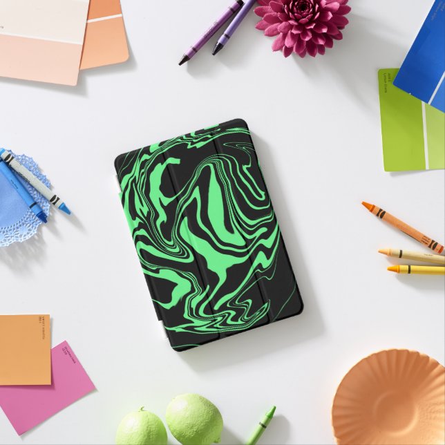 Neon Green and Black iPad Mini Cover (In Situ)