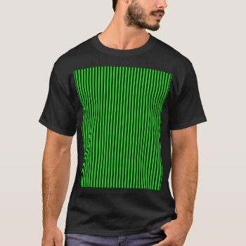 Neon Green And Black Stripes T-shirt by Chicy_Trend at Zazzle