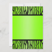 Neon Green and Black Zebra Bow Sweet 16 Birthday Invitation (Back)