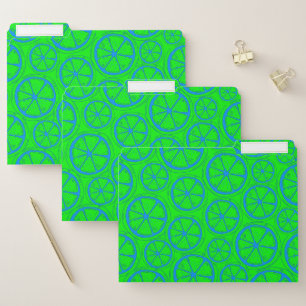 Neon Green and Blue Lemon Retro Spring & Summer File Folder
